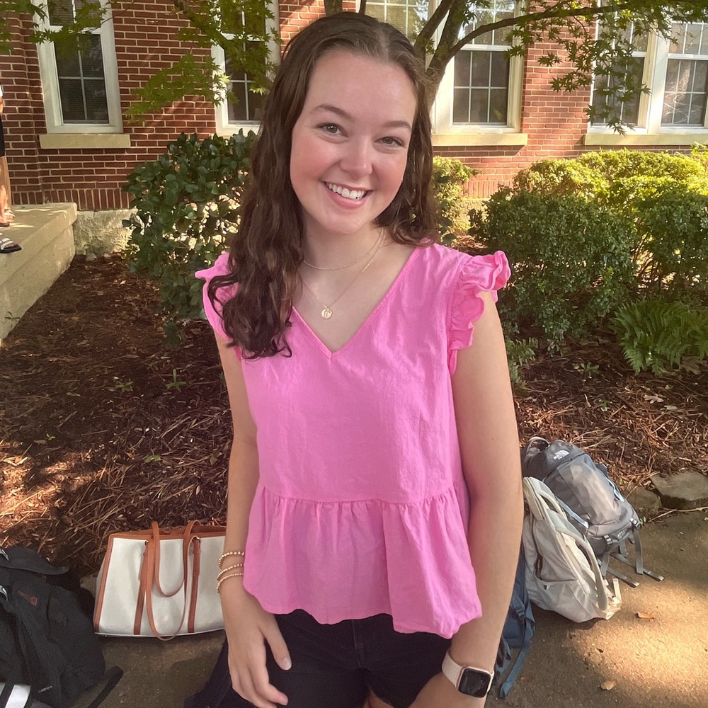 Pink Ruffle Sleeve Top